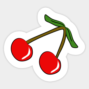 2 cherries. Healthy berries. Tasty food. Summer, bright design. Vegetarianism, diet. Healthy lifestyle. Children and joy. Sticker